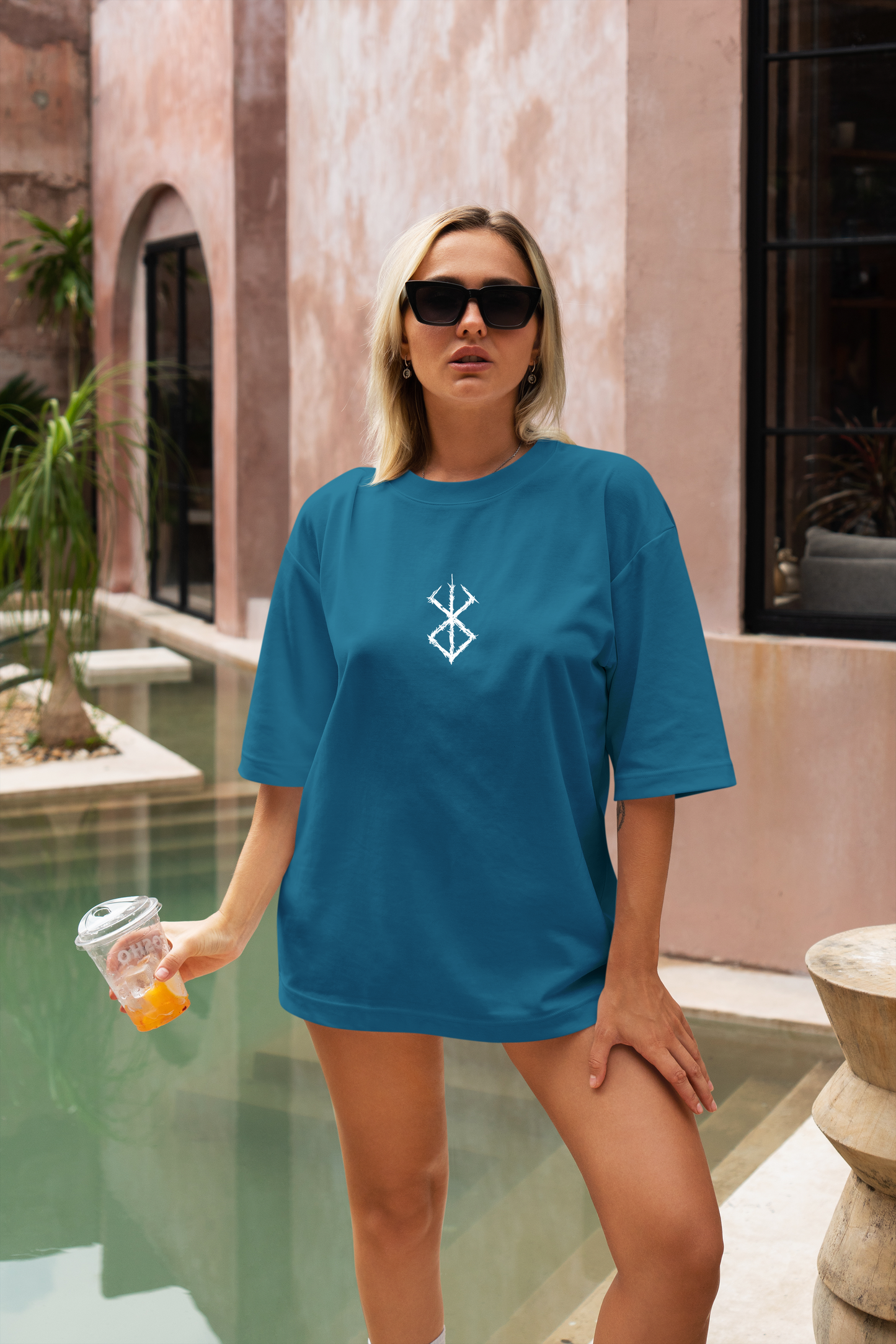 Vortex Crest Blue Oversized T-Shirt