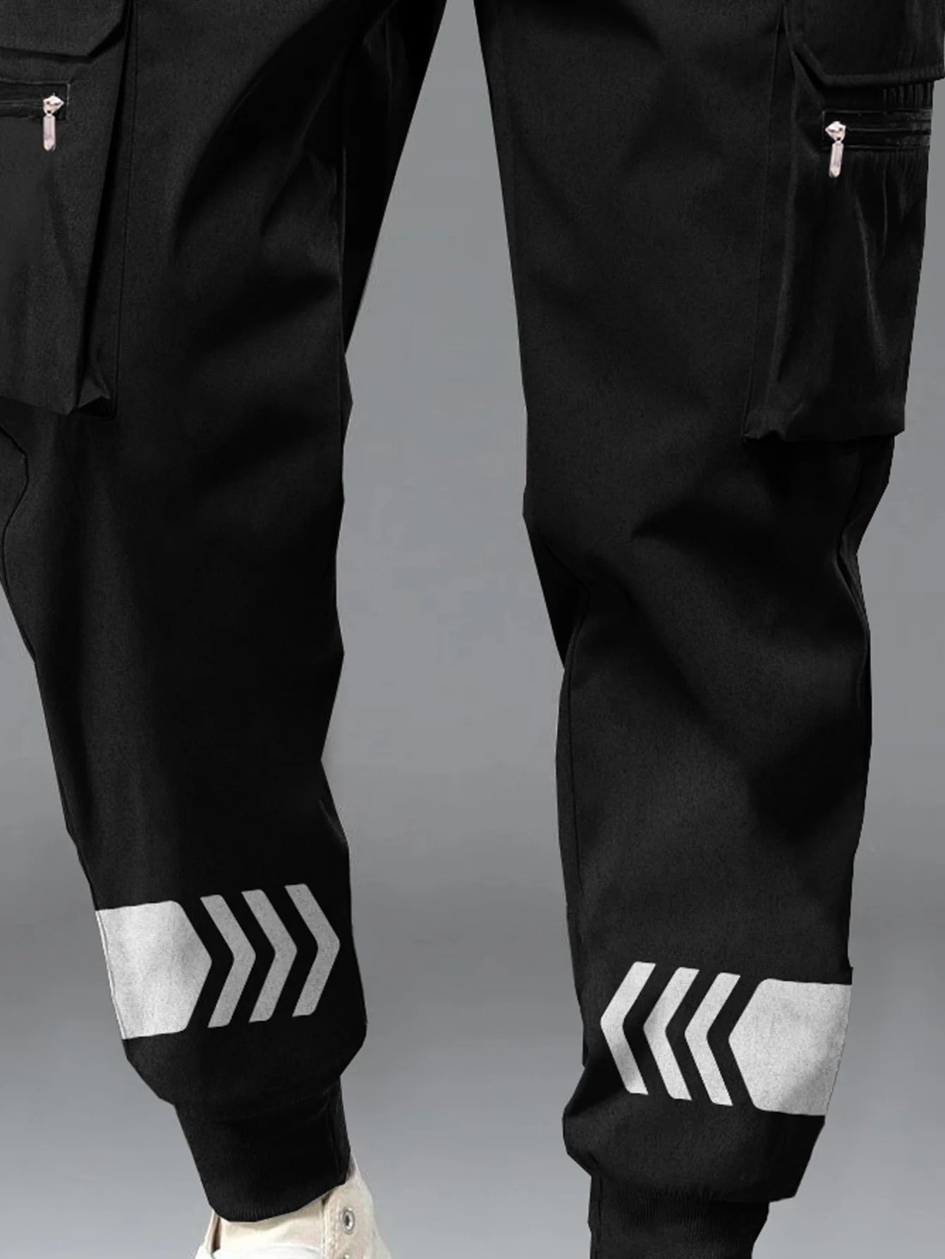 Lexlon Baggy Style Black Oversized Fit Cuffed Ankle Cargo Joggers
