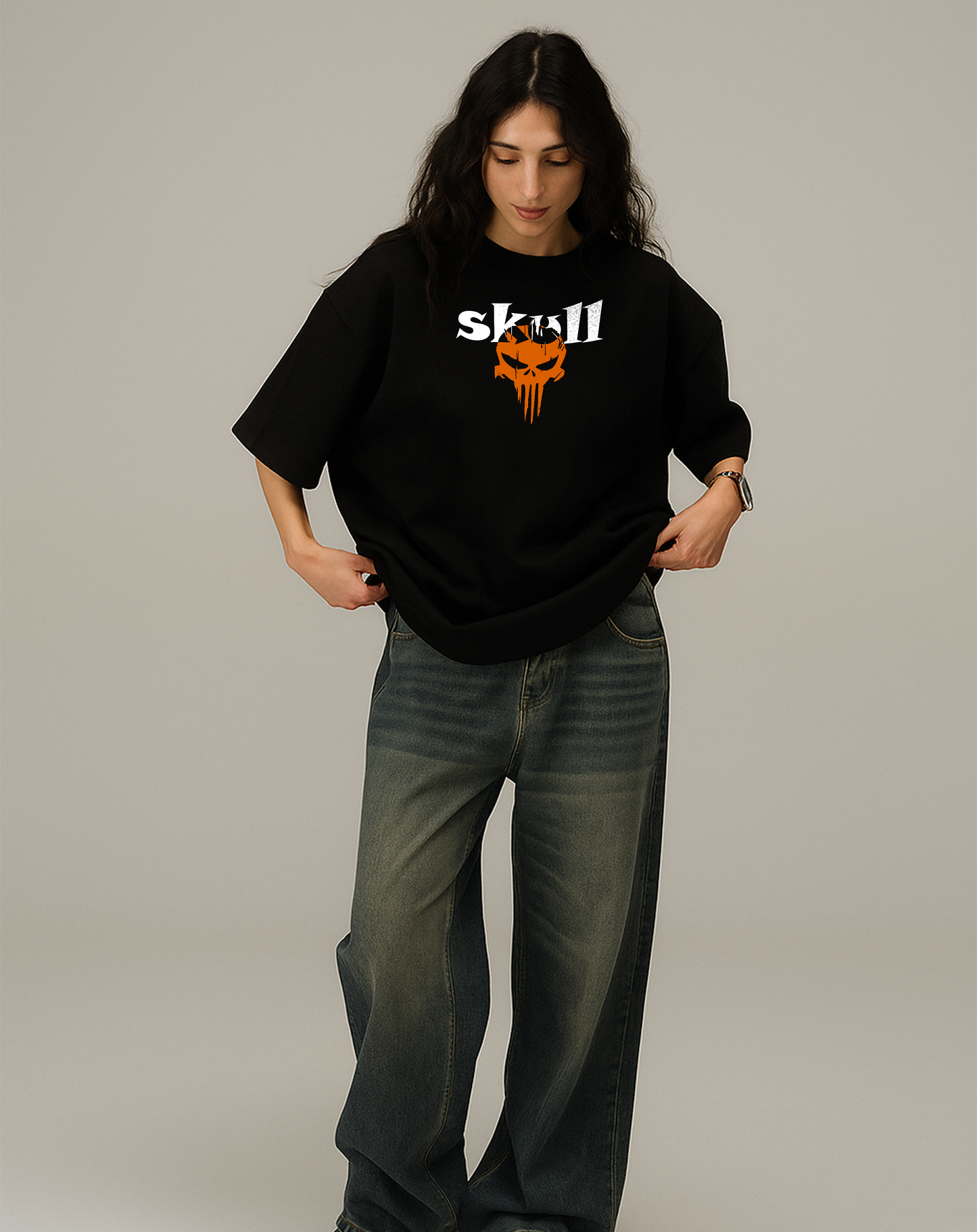 Skull Black Oversized T-Shirt