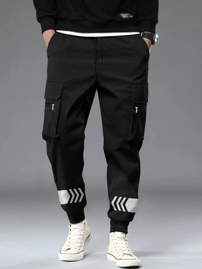 Lexlon Baggy Style Black Oversized Fit Cuffed Ankle Cargo Joggers