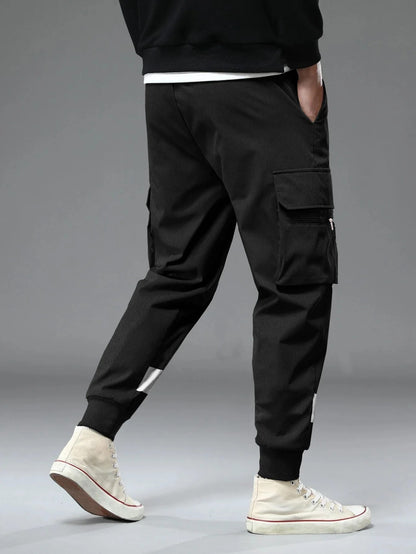 Lexlon Baggy Style Black Oversized Fit Cuffed Ankle Cargo Joggers