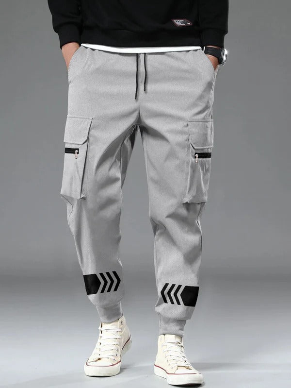 Lexlon Men Grey Printed Cargo Jogger