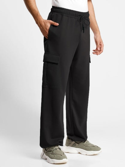 Lexlon Men Onyx Oversized Relaxed Fit Mid-Rise Joggers With Utility Box Pockets