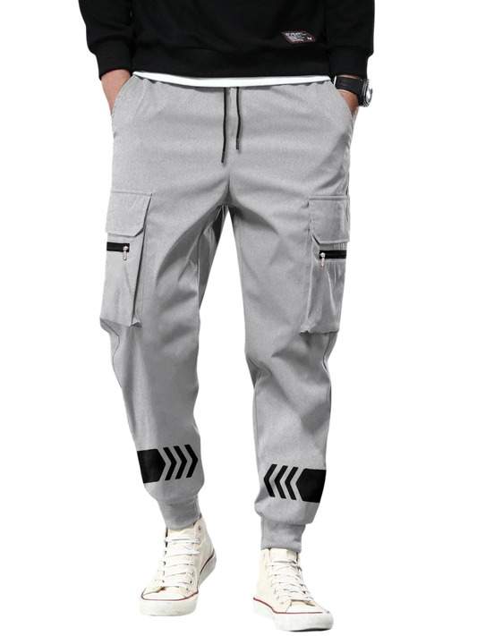 Lexlon Men Grey Printed Cargo Jogger