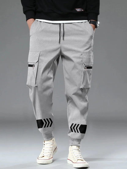 Lexlon Men Grey Printed Cargo Jogger
